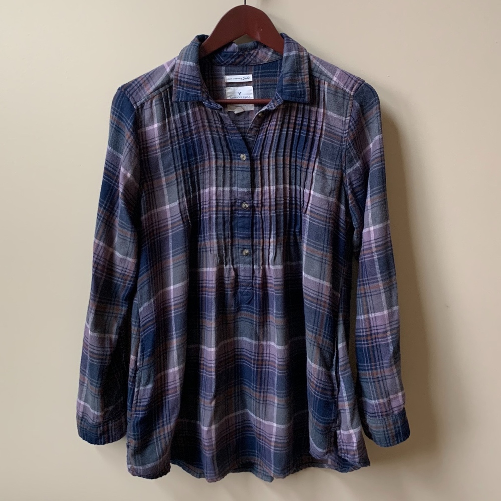 Flowy Flannel Plaid SOFT American Eagle POCKETS!